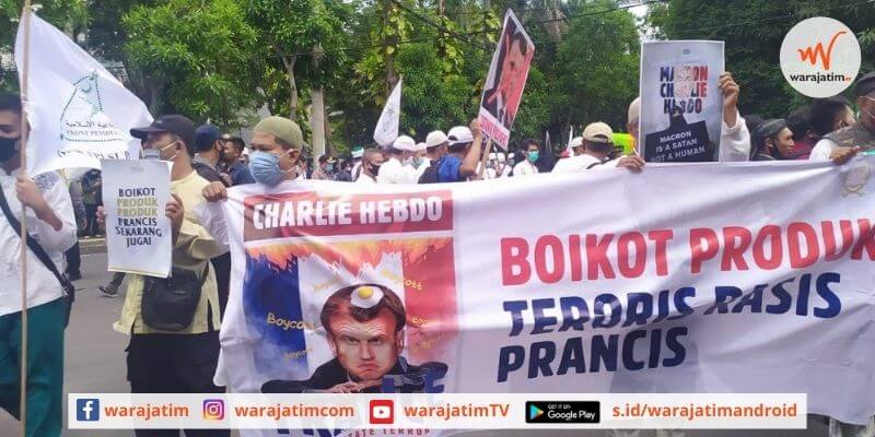 Siap Boikot Produk, Ratusan Massa Geruduk Kantor Konsulat Prancis Surabaya